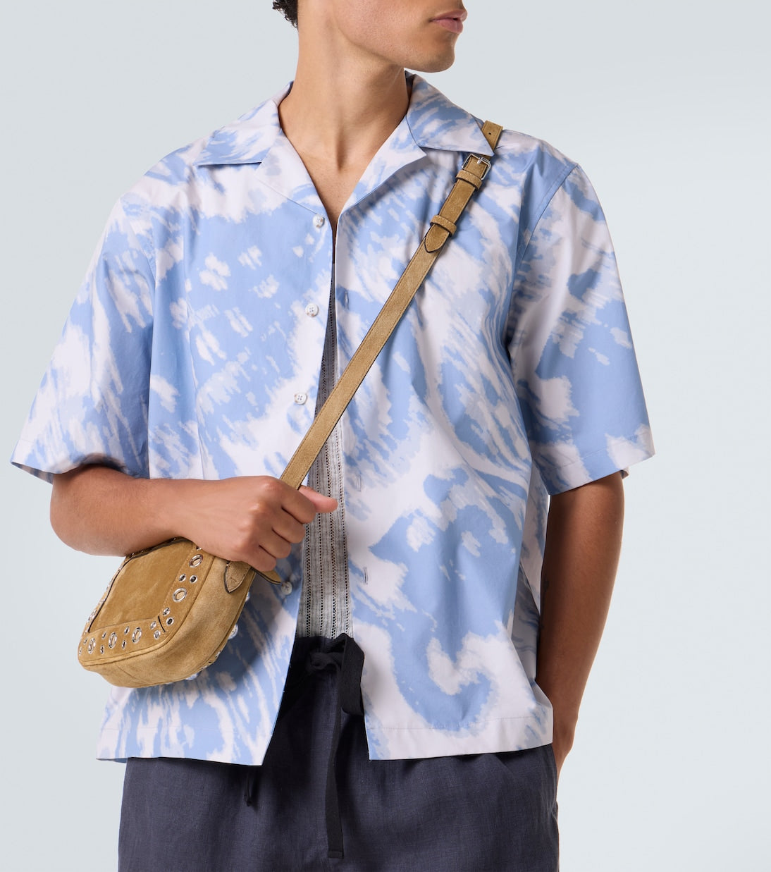 Commas - Printed cotton bowling shirt