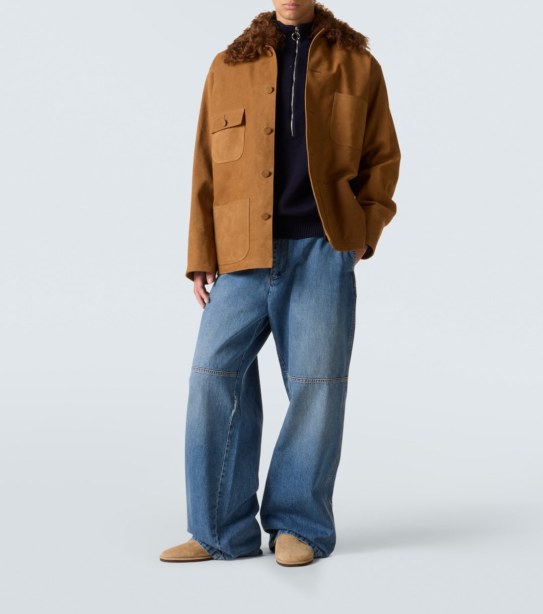 Plan C - Faded wide-leg jeans