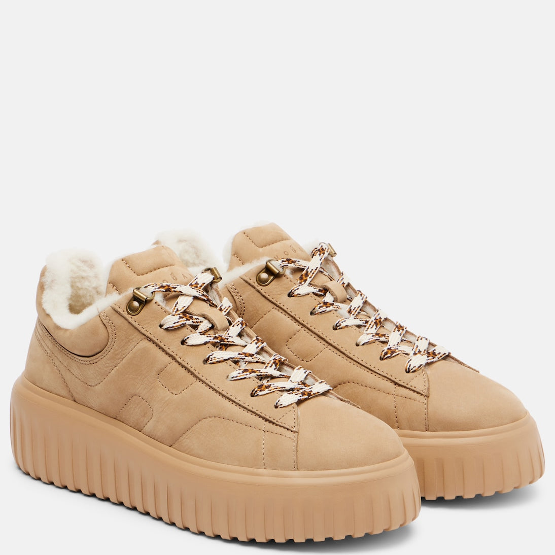 Hogan - H-Stripes shearling-lined suede sneakers