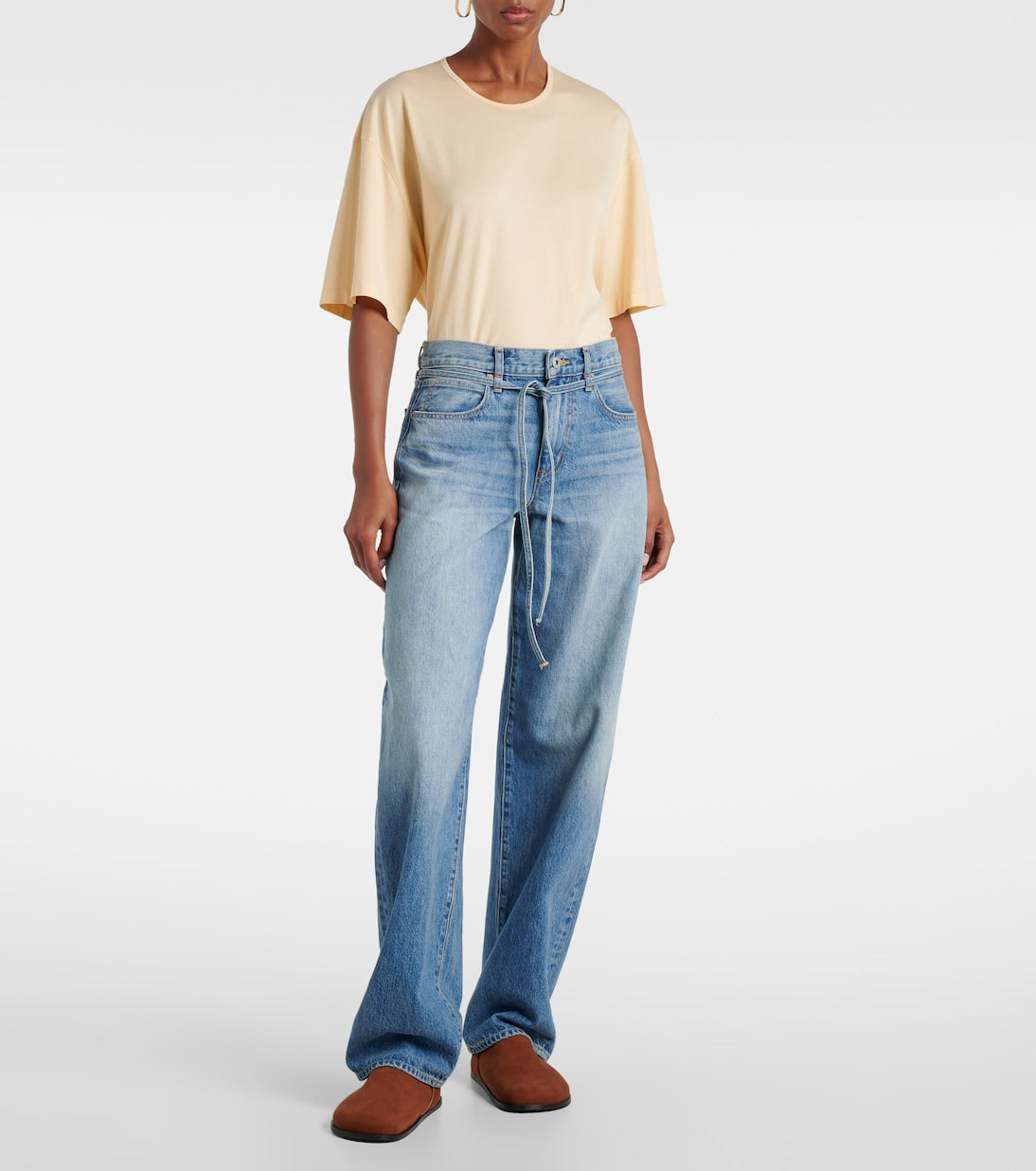 SLVRLAKE - Hailey belted mid-rise barrel-leg jeans