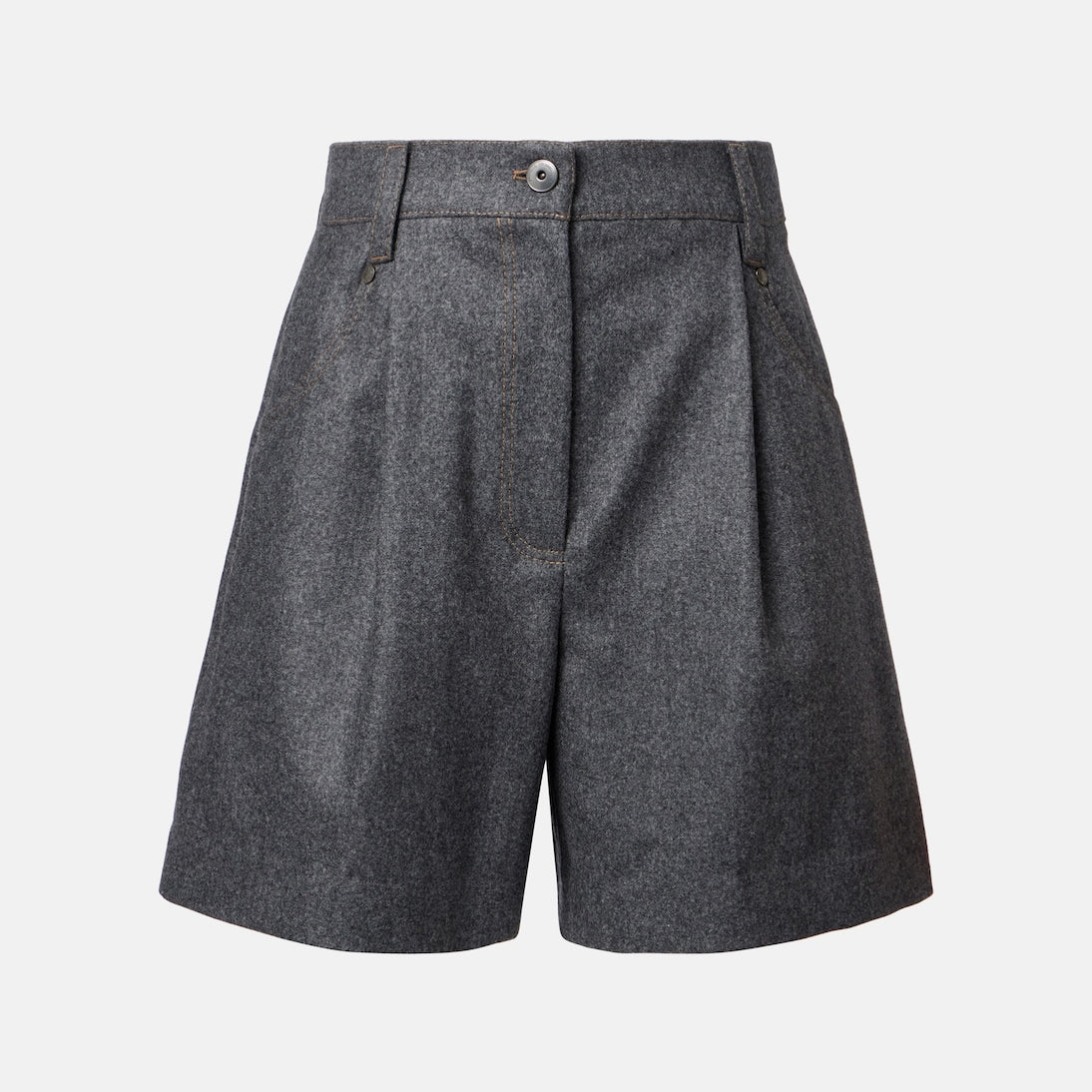 Brunello Cucinelli - High-rise virgin wool shorts