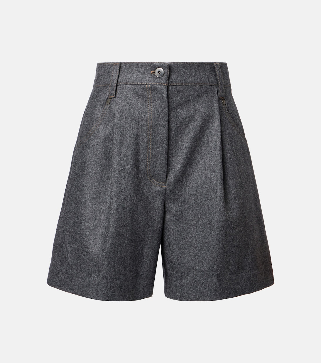 Brunello Cucinelli - High-rise virgin wool shorts