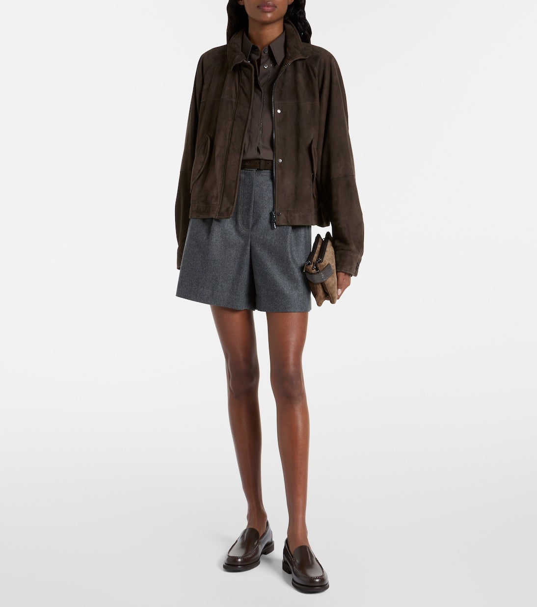 Brunello Cucinelli - High-rise virgin wool shorts