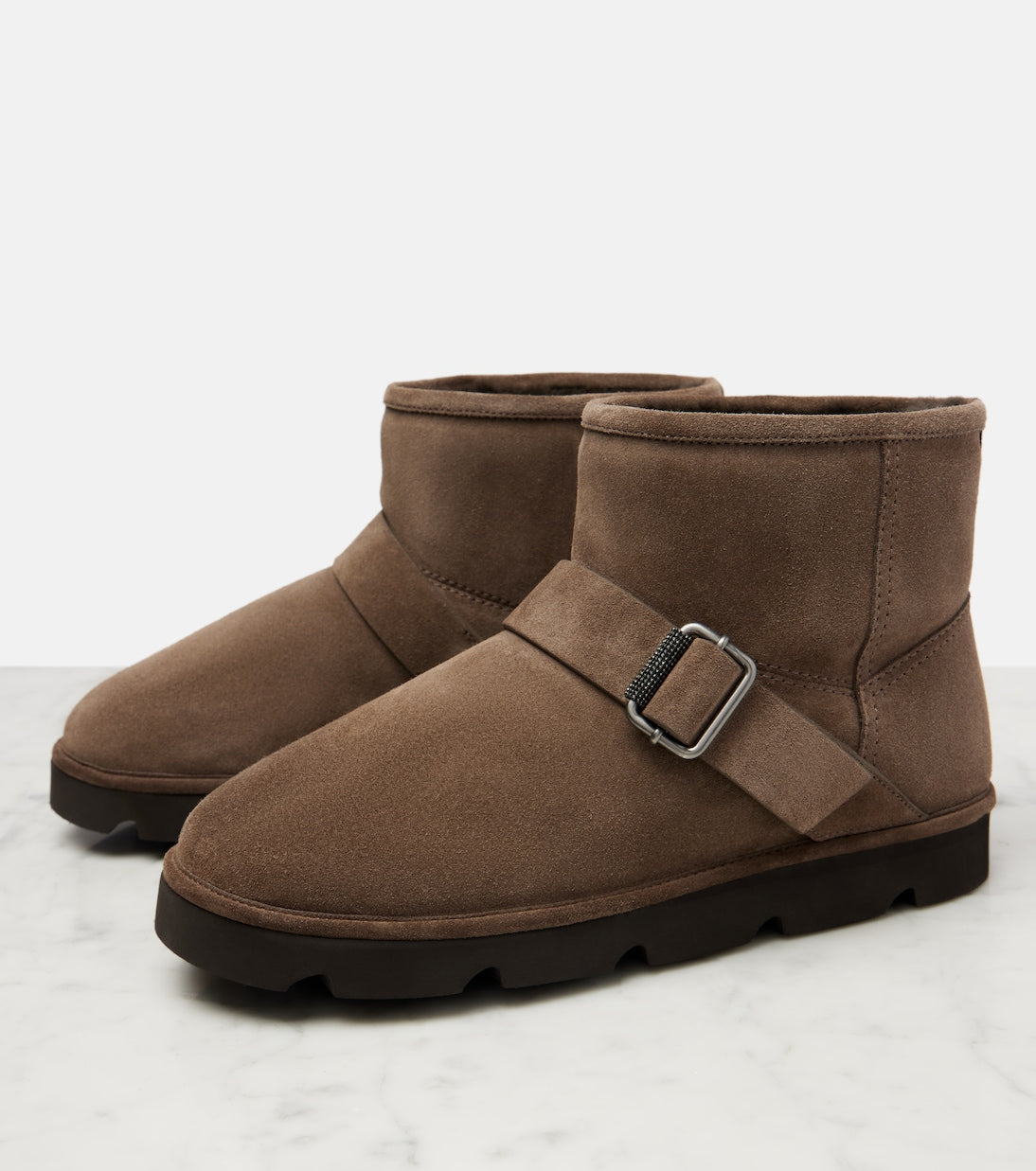 Brunello Cucinelli - Shearling-lined suede ankle boots