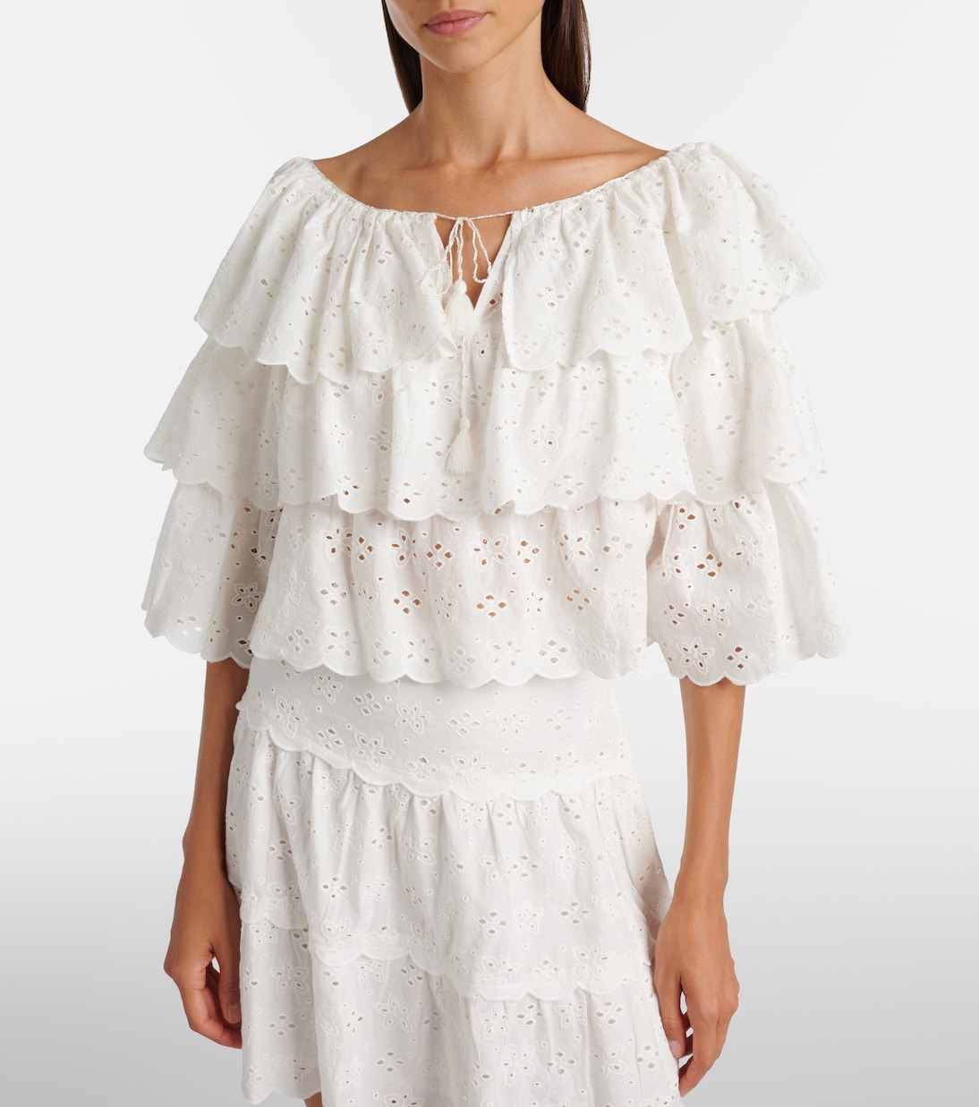 Rixo - Broderie anglaise tiered cotton top