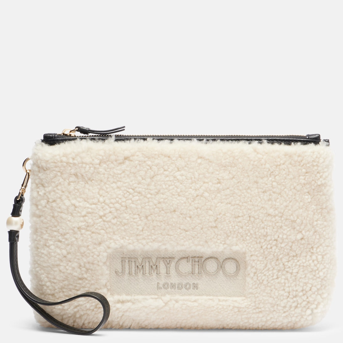 Jimmy Choo - Logo shearling pouch with strap