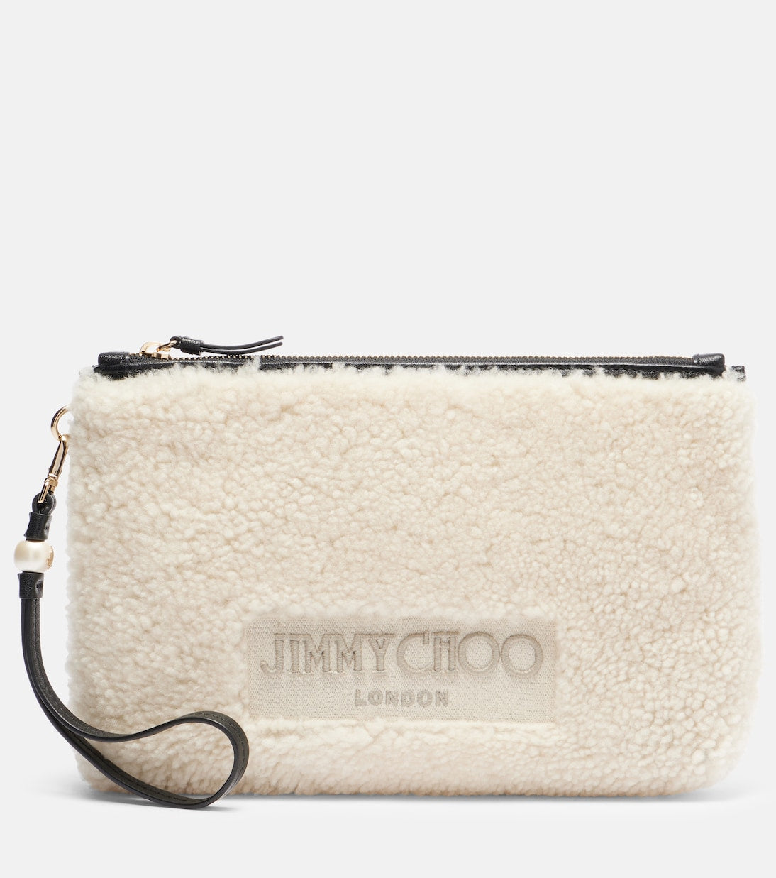 Jimmy Choo - Logo shearling pouch with strap