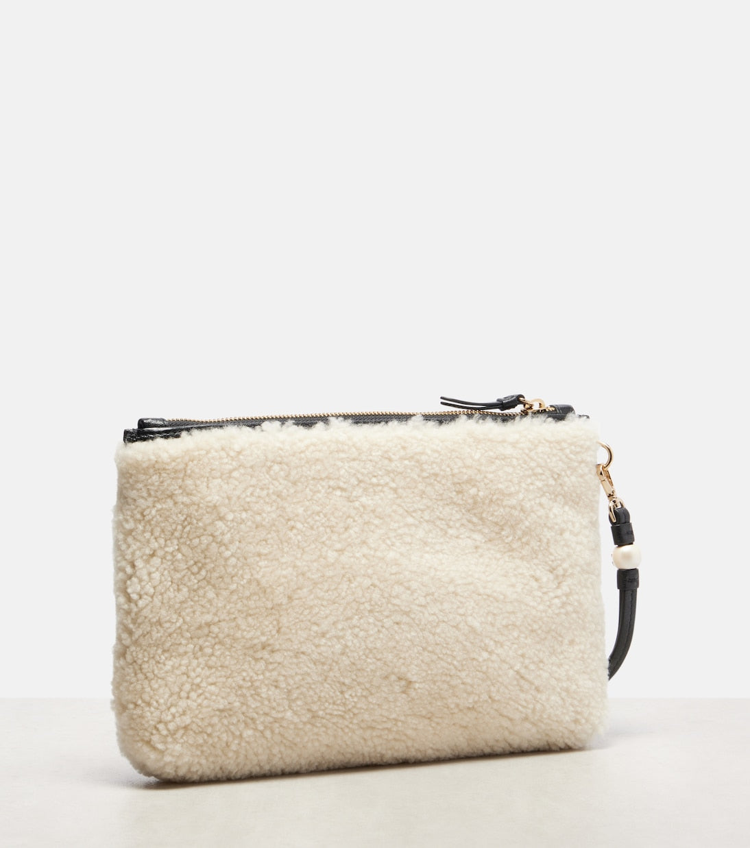 Jimmy Choo - Logo shearling pouch with strap