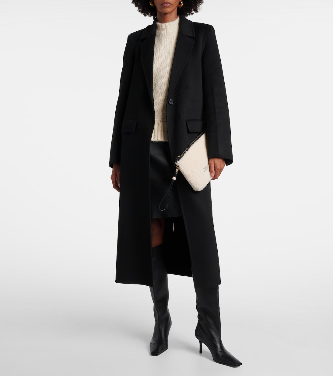 Jimmy Choo - Logo shearling pouch with strap