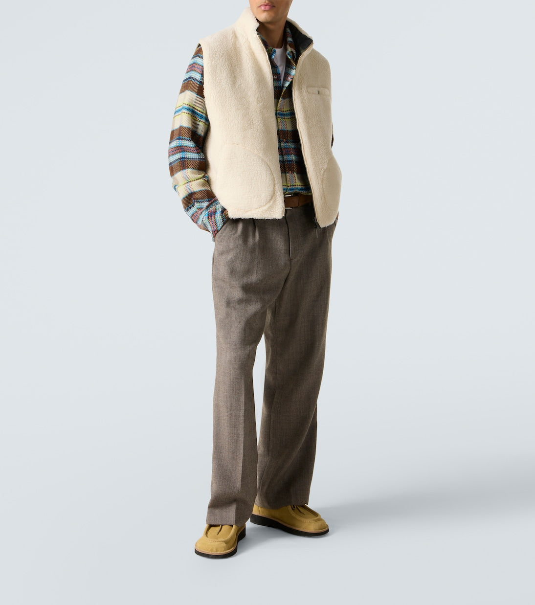 God's True Cashmere - Plaid cashmere shirt with sunstone