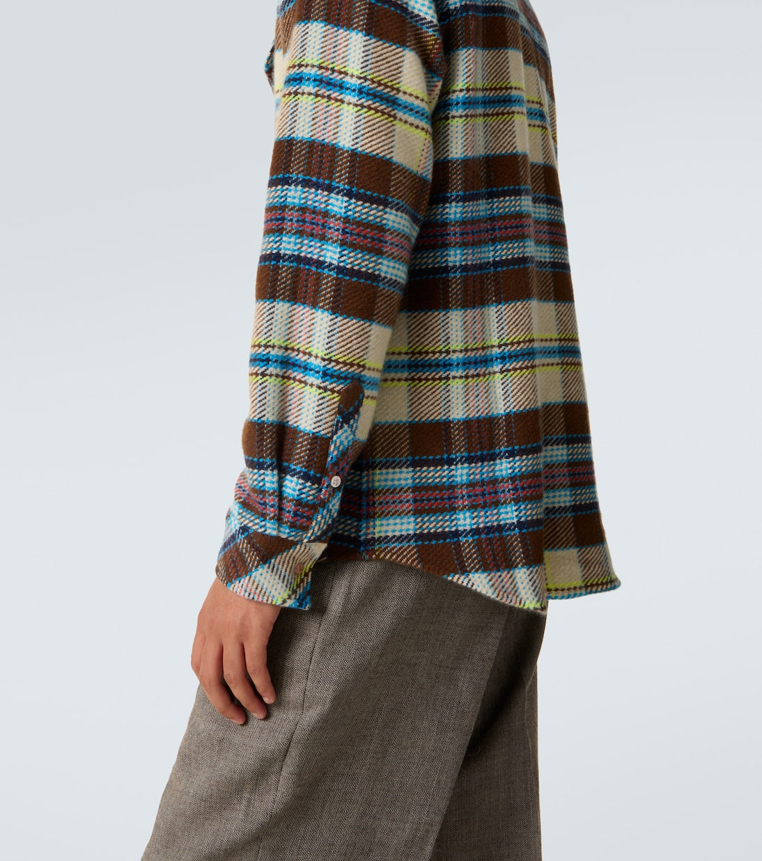 God's True Cashmere - Plaid cashmere shirt with sunstone