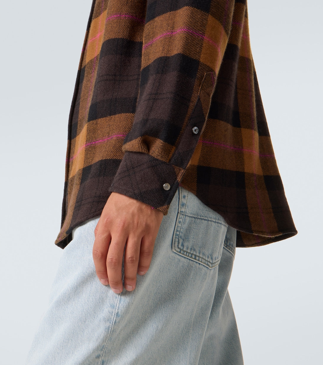 God's True Cashmere - Plaid cashmere shirt with sunstone