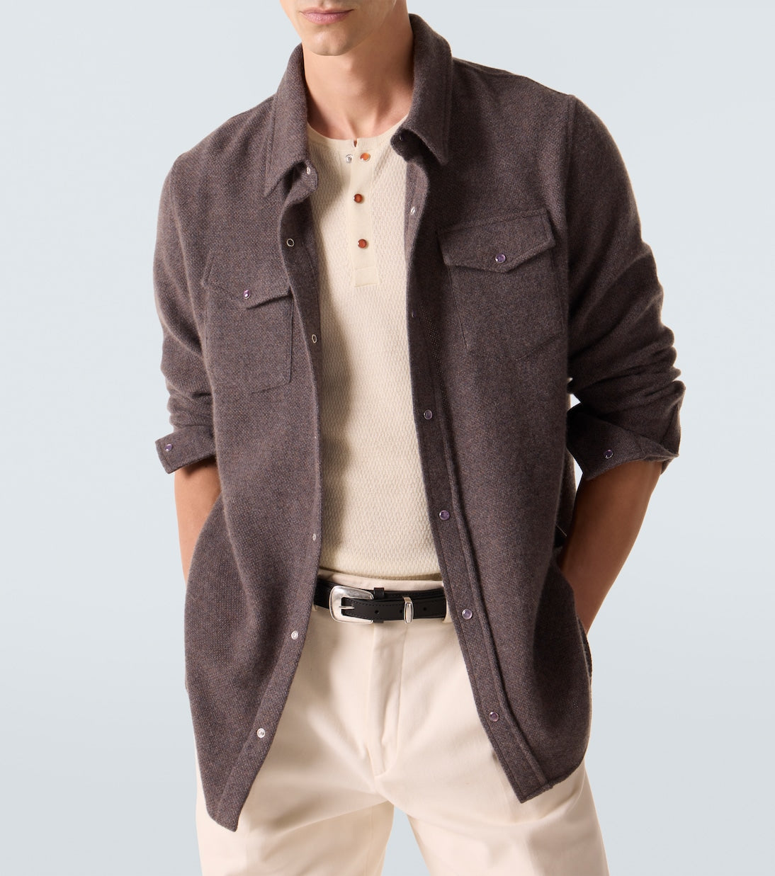 God's True Cashmere - Cashmere shirt with amethyst