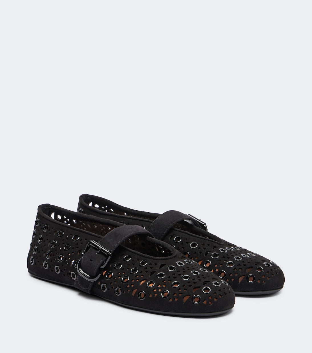 Alaïa - Vienne embellished suede ballet flats