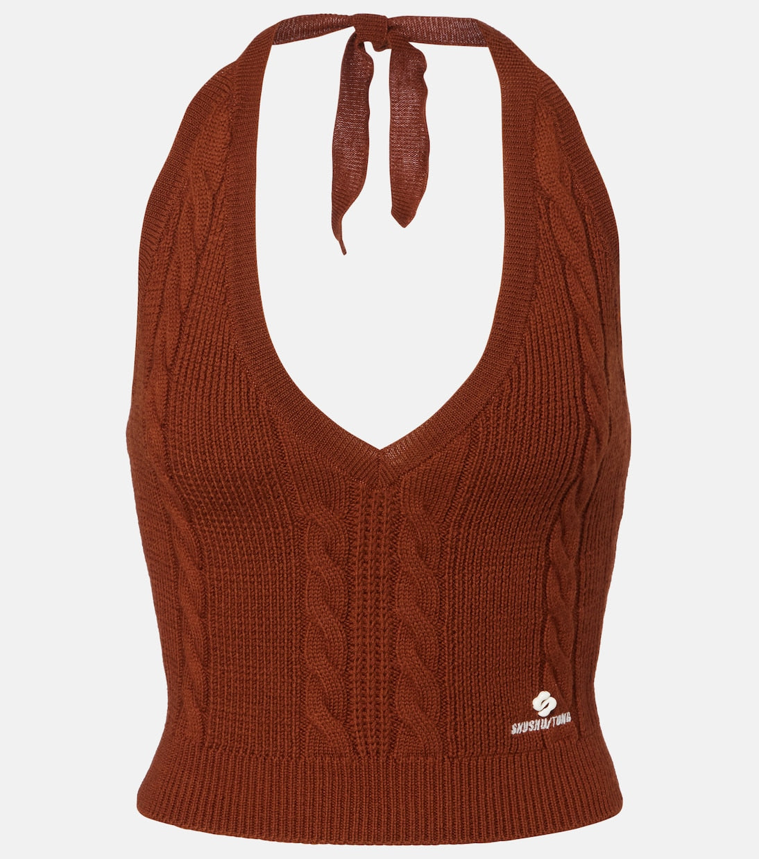 Shushu/Tong - Cable-knit halterneck wool top