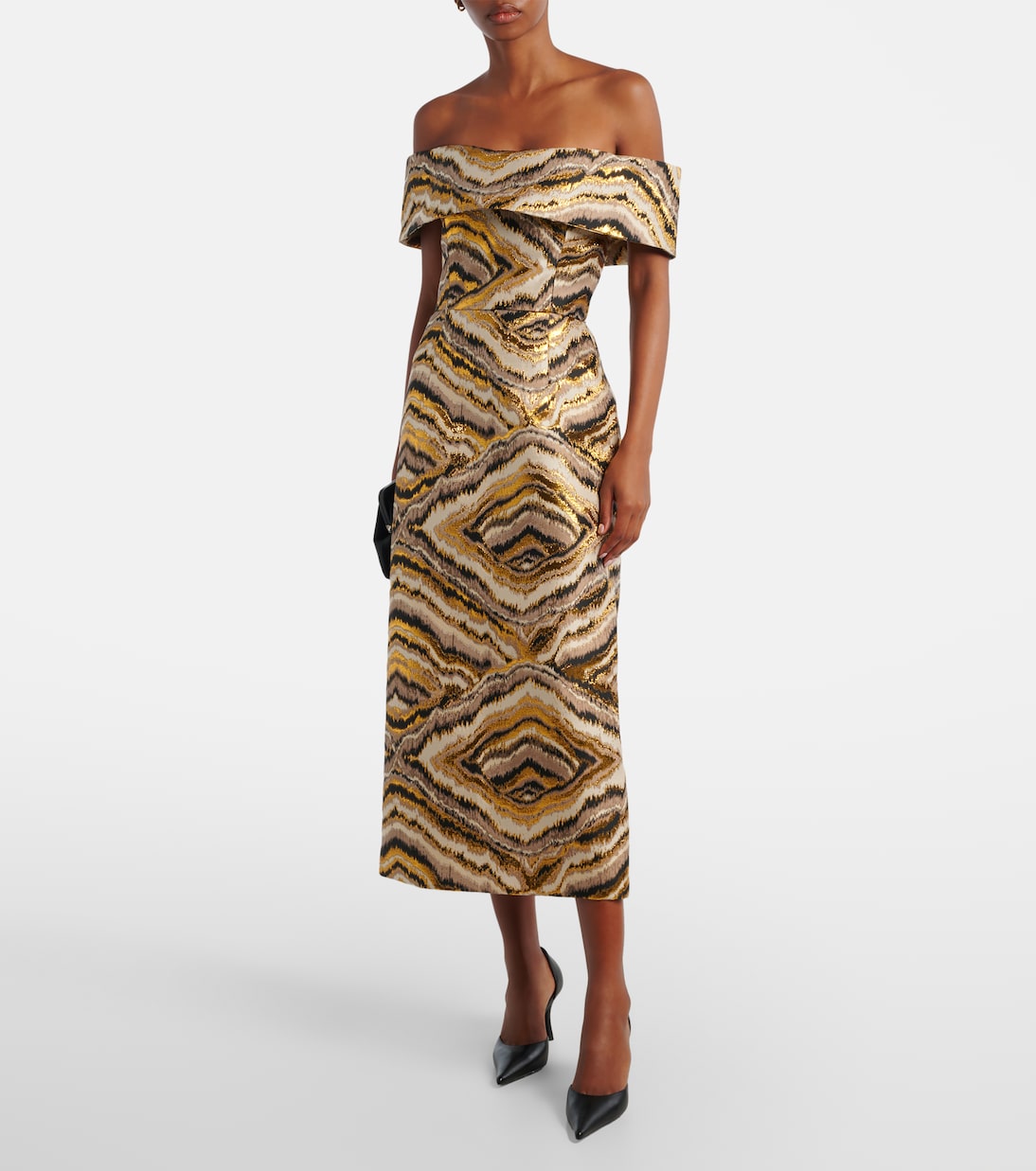 Markarian - Gloria off-shoulder jacquard midi dress