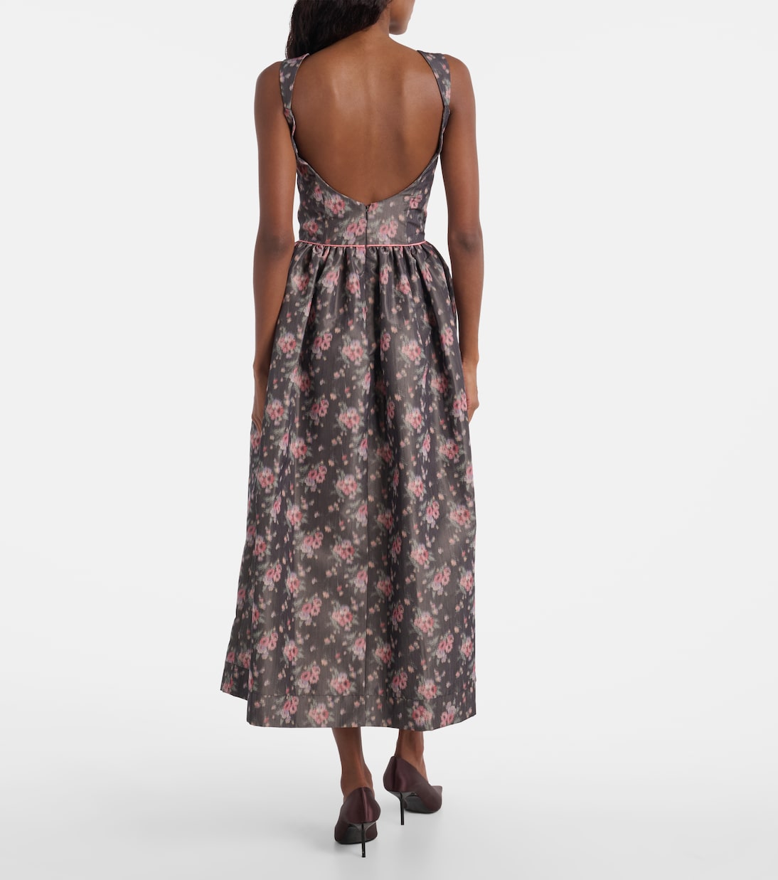 Markarian - Apple floral taffeta corset midi dress