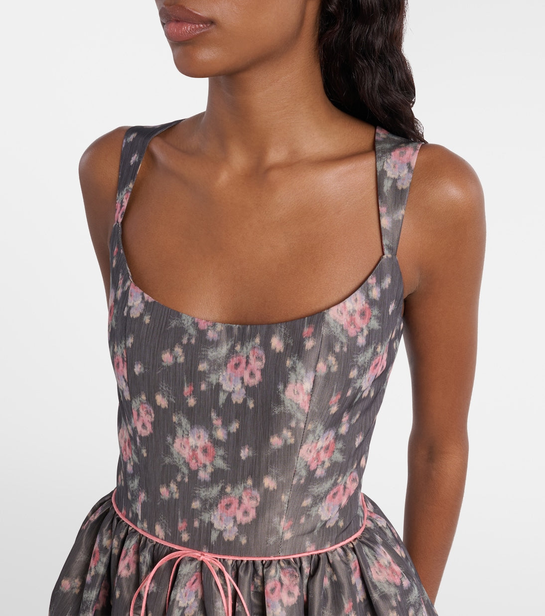 Markarian - Apple floral taffeta corset midi dress