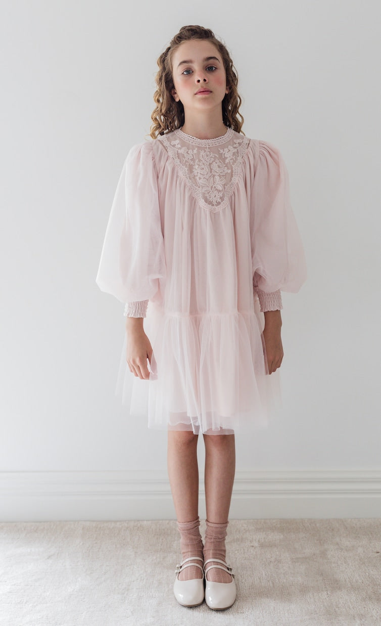 Petite Amalie - Lace-trimmed tulle dress