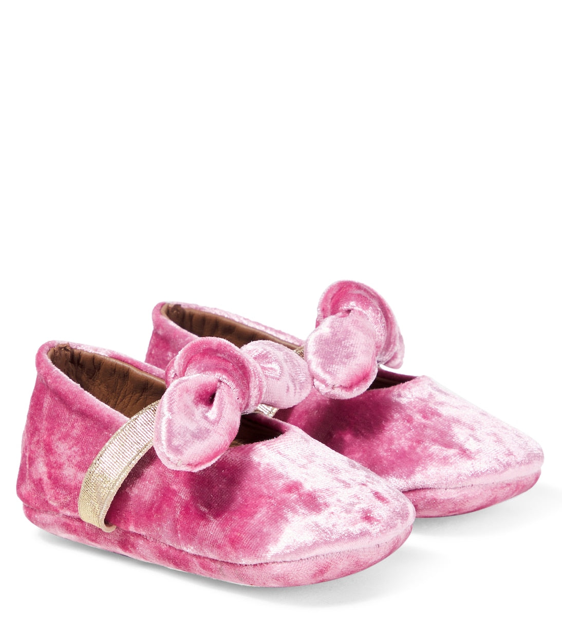 PèPè - Baby bow-detail velvet ballet flats