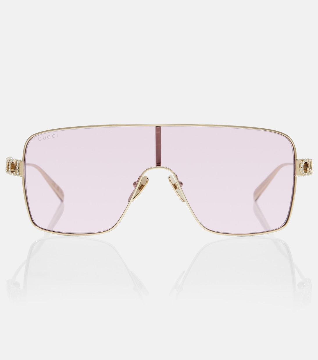 Gucci - Crystal-embellished shield sunglasses