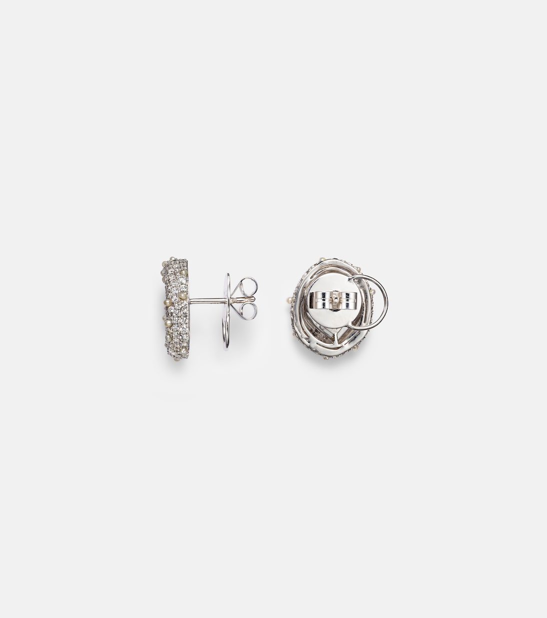 Kamyen - 18kt white gold earrings with diamonds and enamel