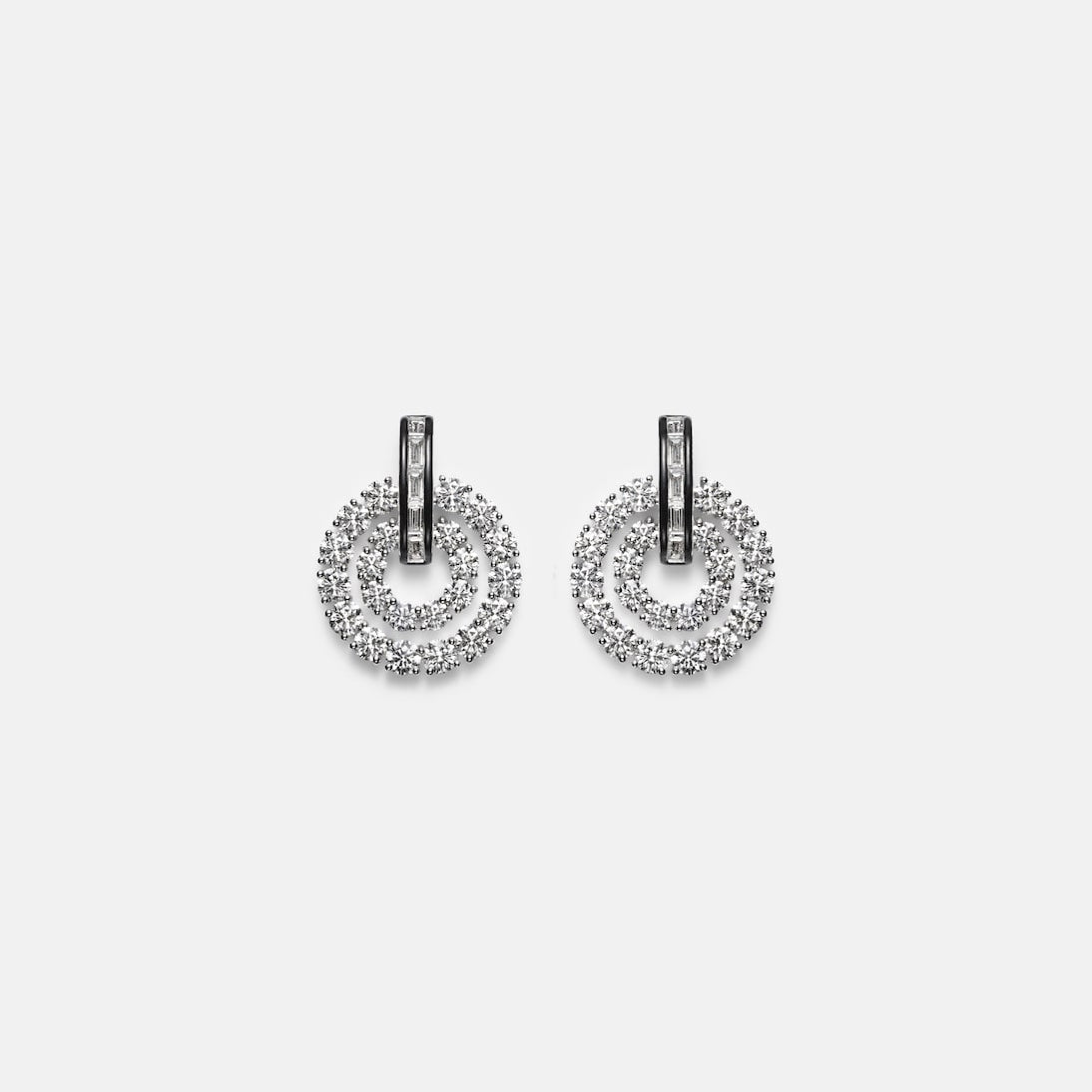 Kamyen - Diana 18kt white gold and enamel earrings with diamonds