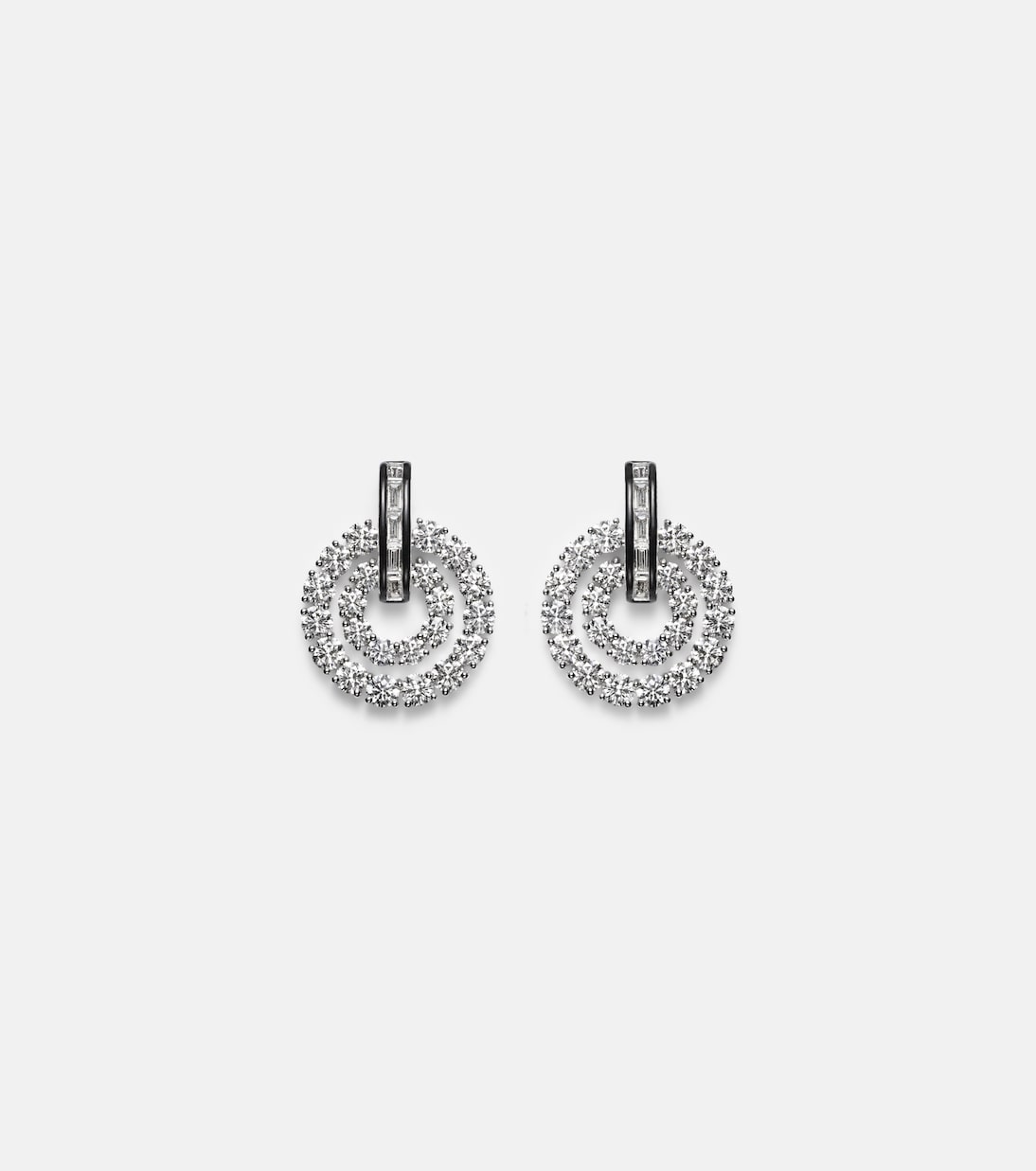 Kamyen - Diana 18kt white gold and enamel earrings with diamonds