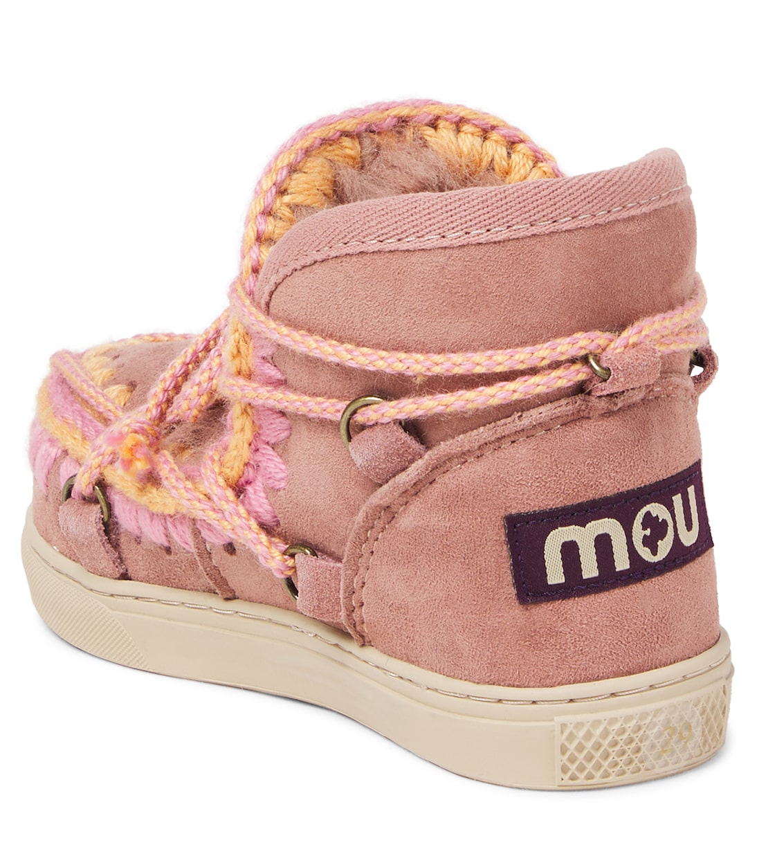 Mou Kids - Embroidered shearling-lined suede boots