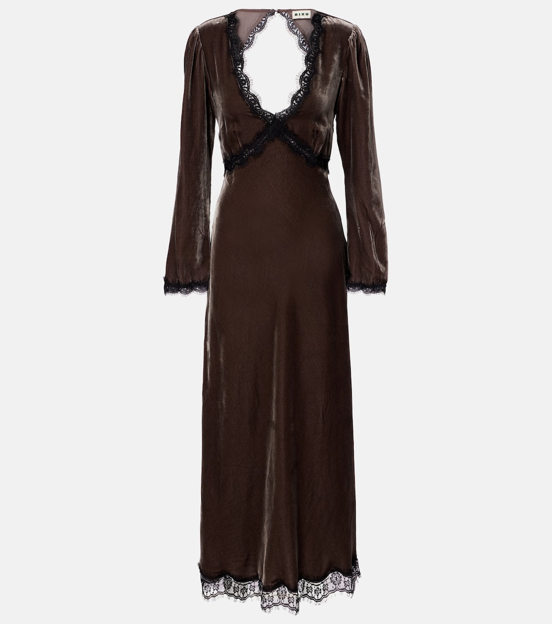Rixo - Alesha lace-trimmed velvet midi dress