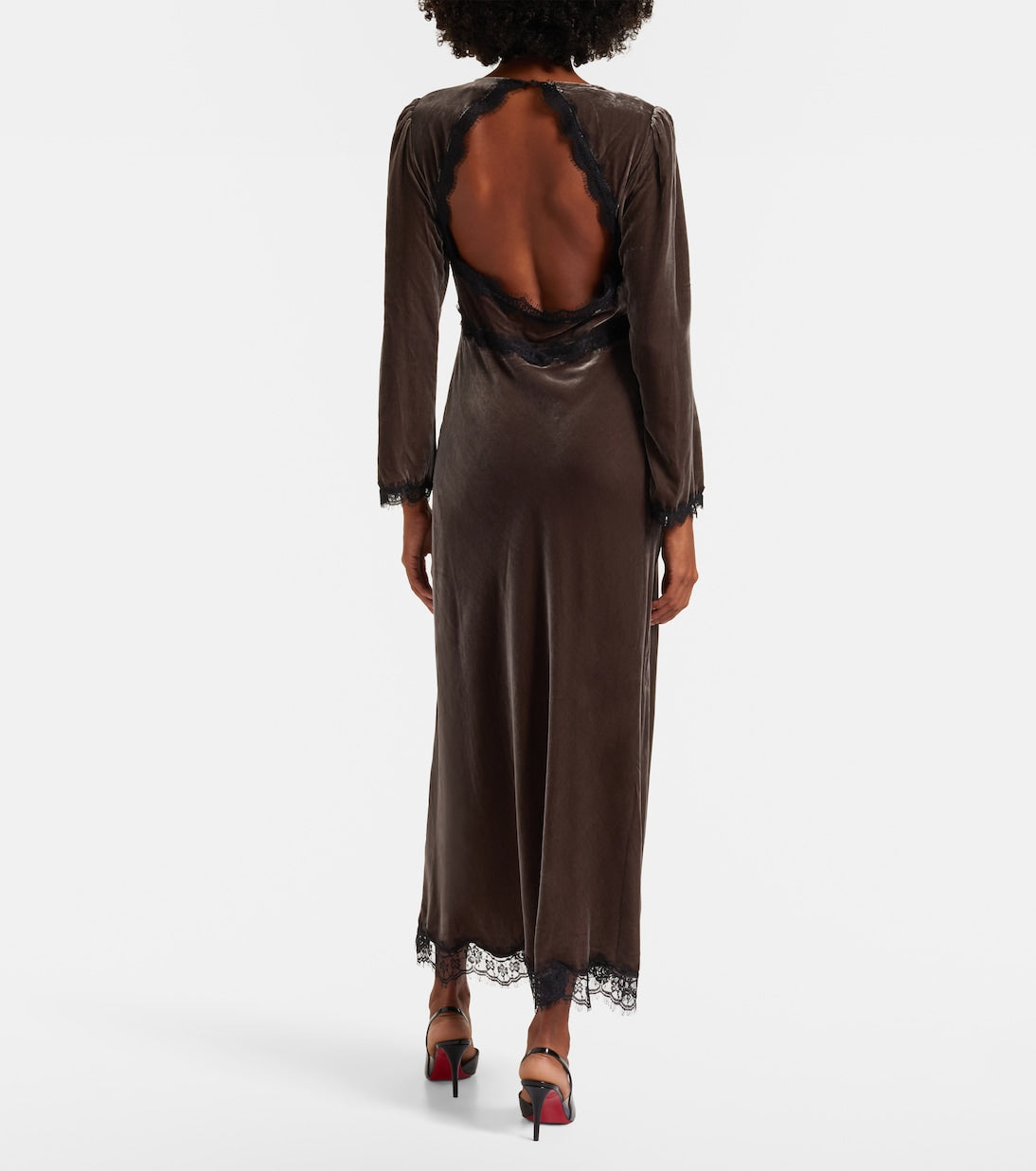 Rixo - Alesha lace-trimmed velvet midi dress