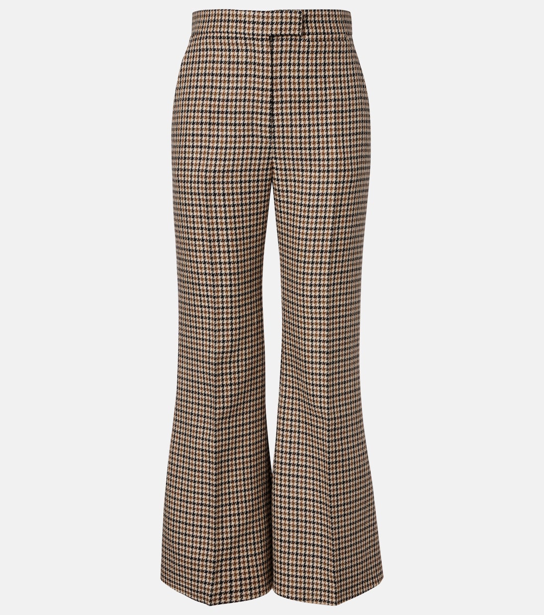 Valentino Garavani - Houndstooth cropped virgin wool flared pants