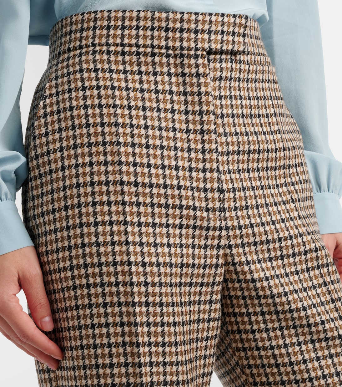 Valentino Garavani - Houndstooth cropped virgin wool flared pants
