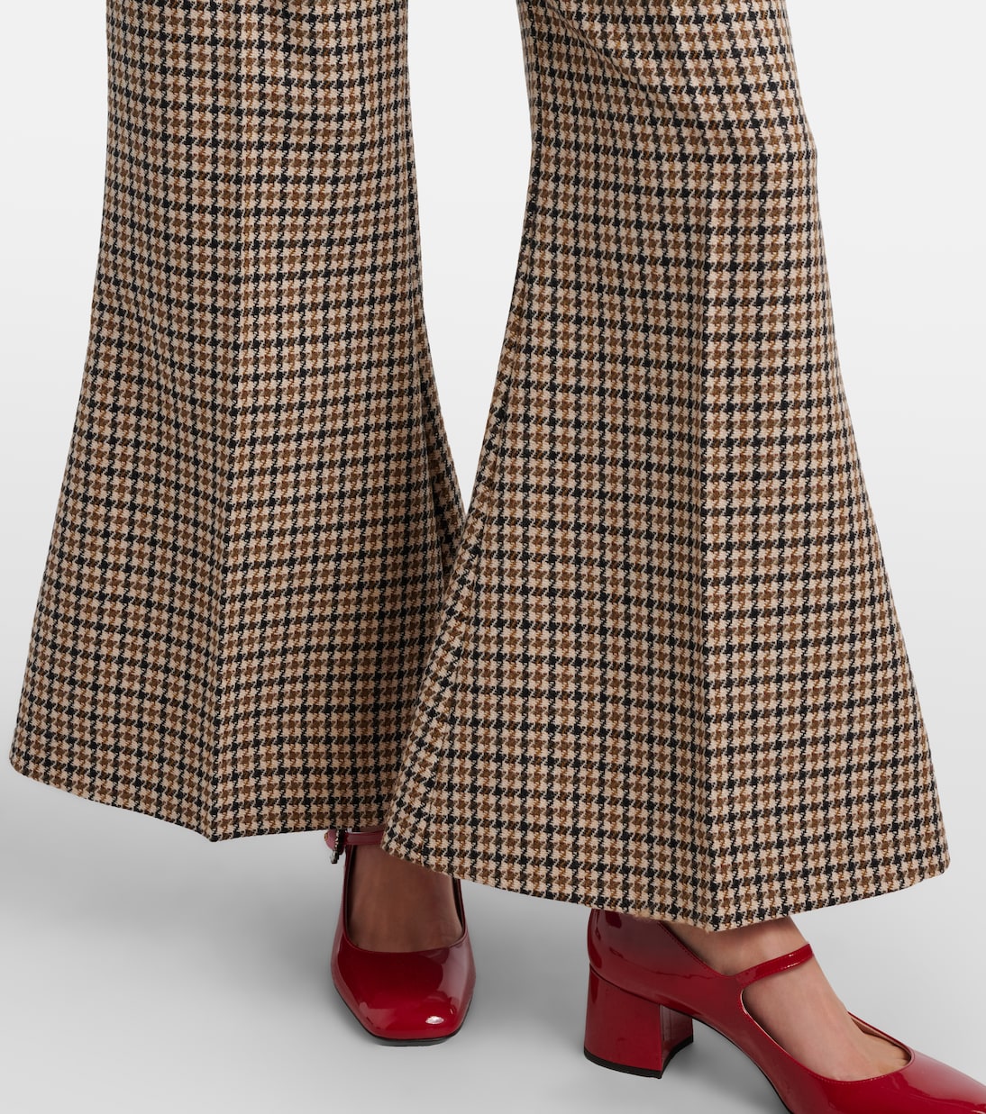 Valentino Garavani - Houndstooth cropped virgin wool flared pants