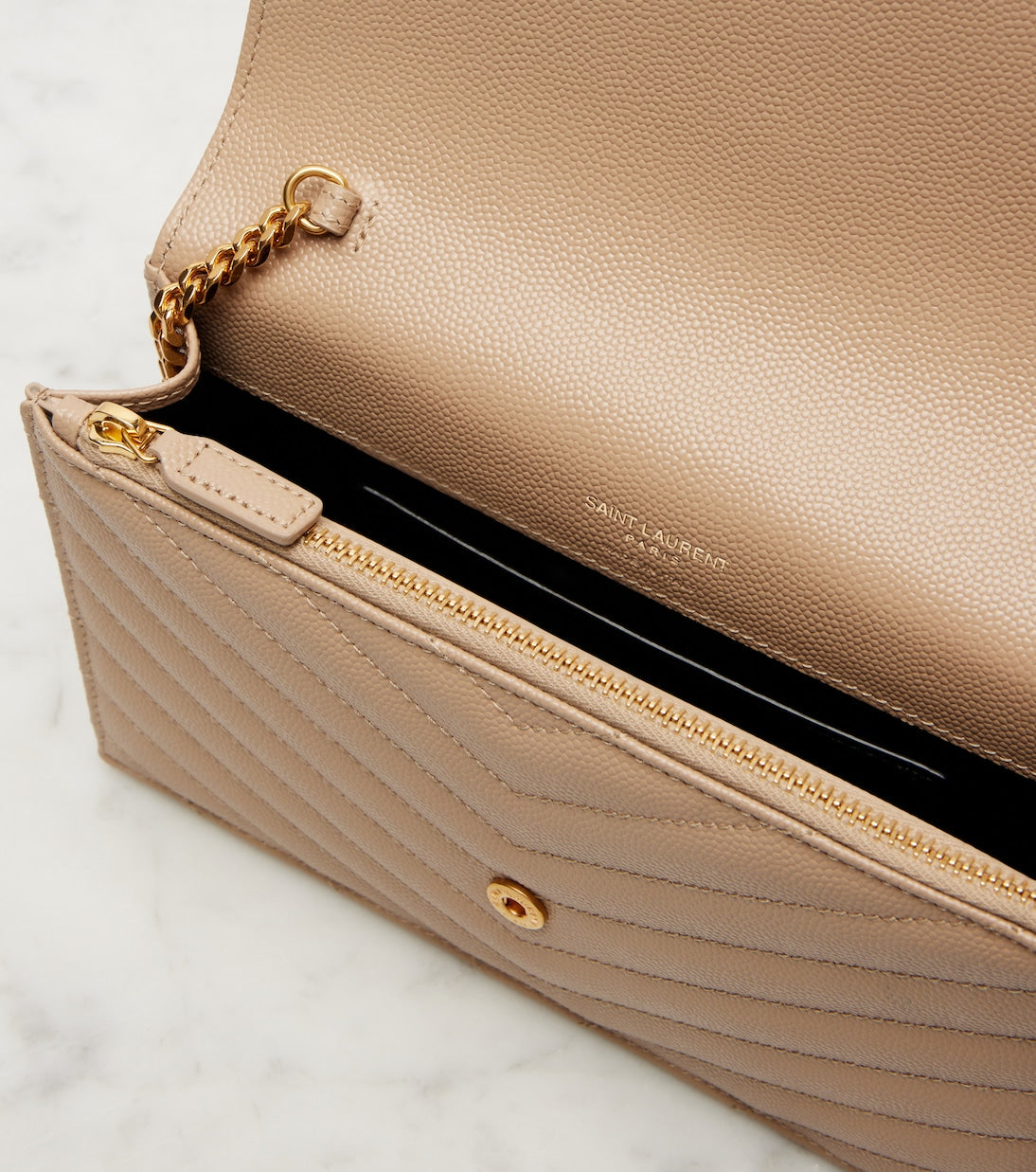 Saint Laurent - Cassandre matelassé envelope leather wallet on chain