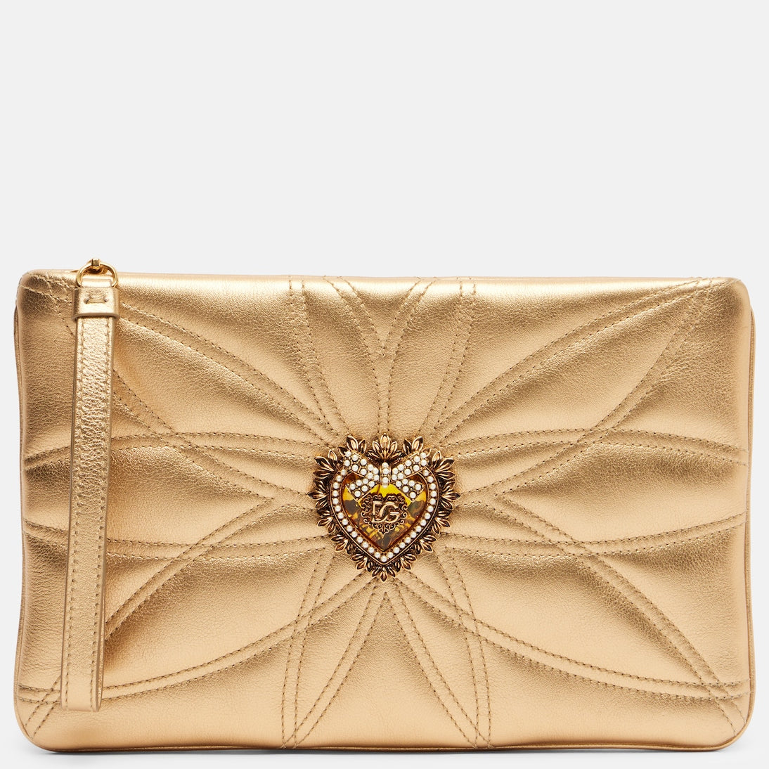 Dolce&Gabbana - Devotion Mini metallic leather pouch