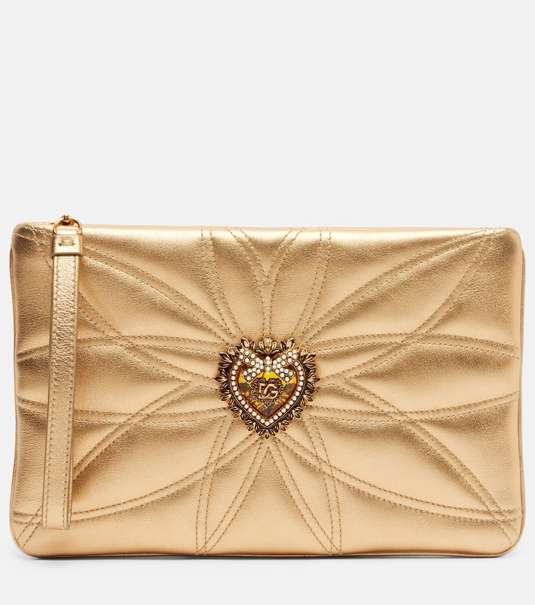 Dolce&Gabbana - Devotion Mini metallic leather pouch