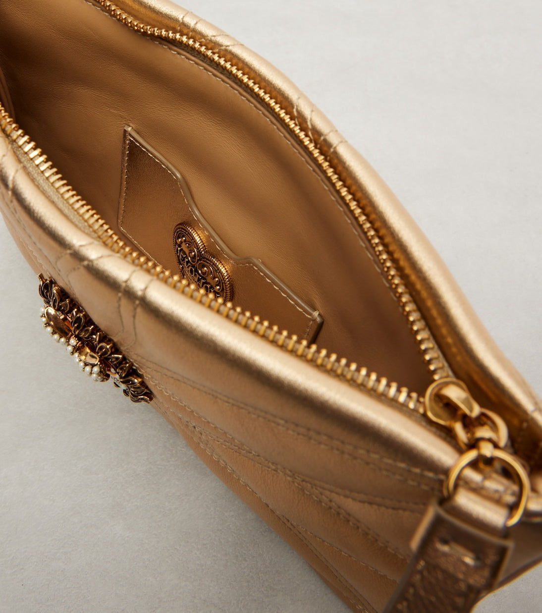 Dolce&Gabbana - Devotion Mini metallic leather pouch