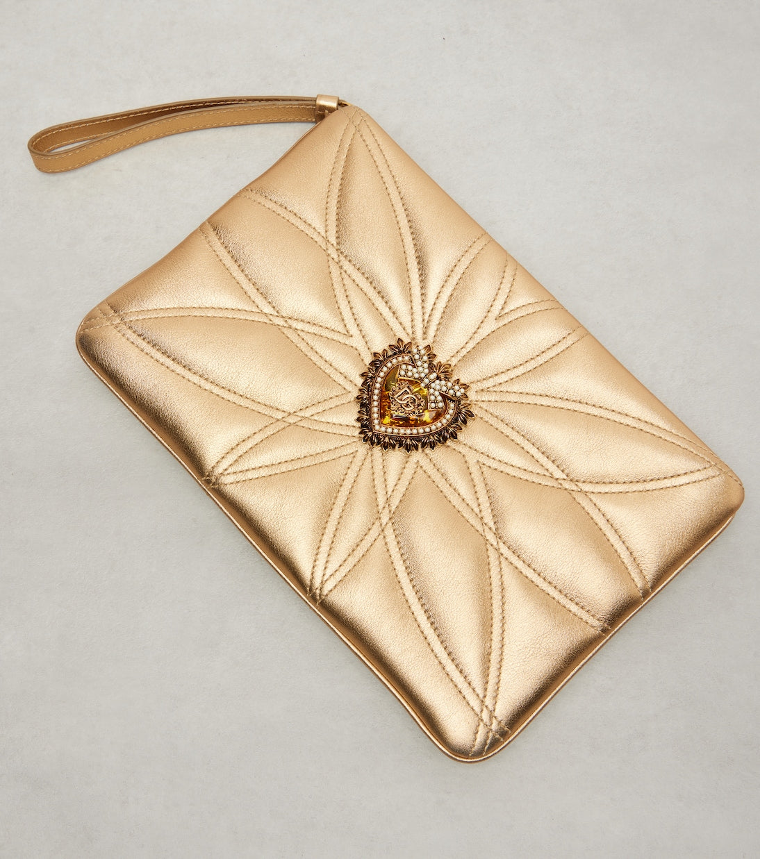 Dolce&Gabbana - Devotion Mini metallic leather pouch
