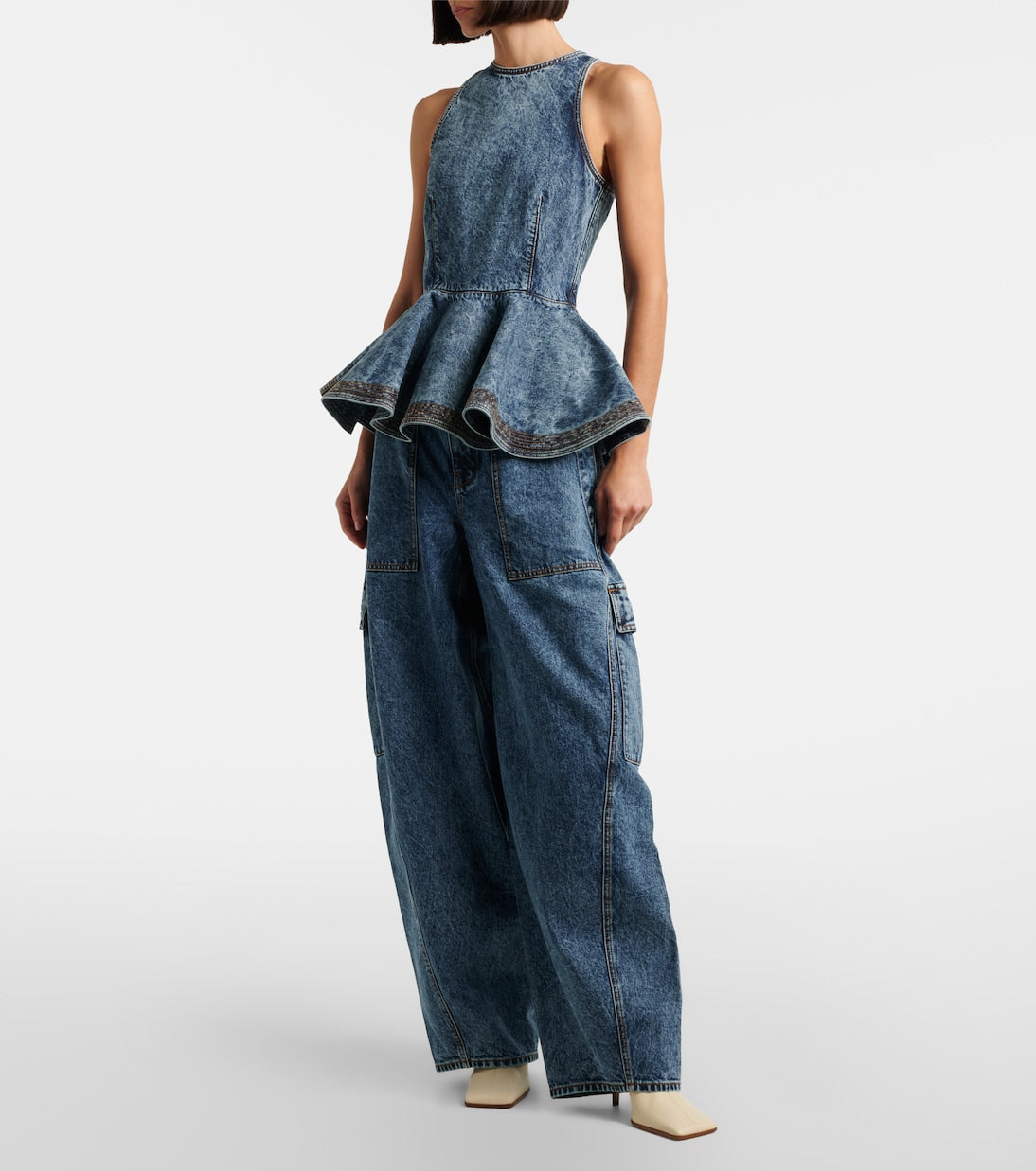 Alaïa - Peplum denim top