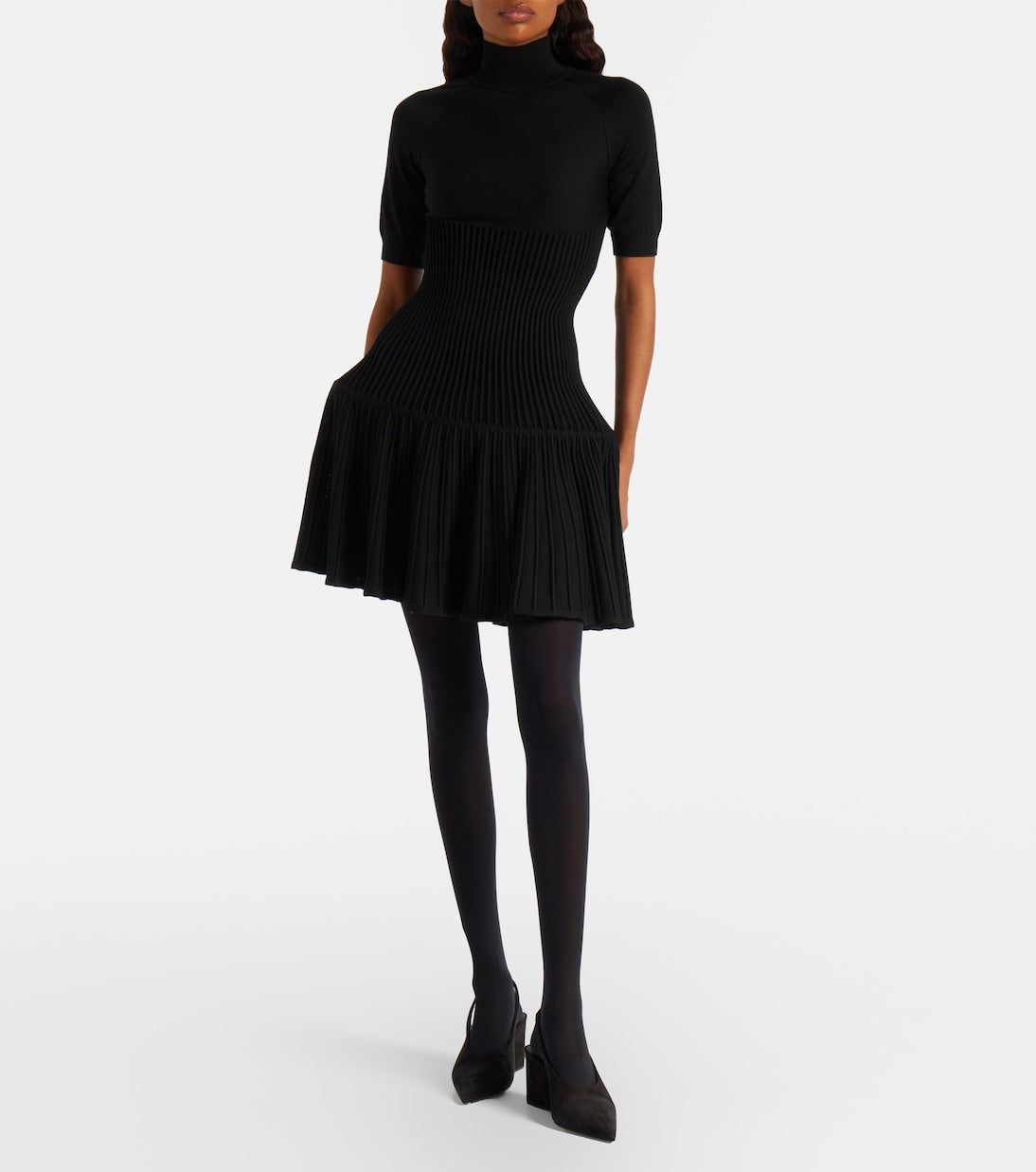 Alaïa - Ribbed-knit wool-blend minidress
