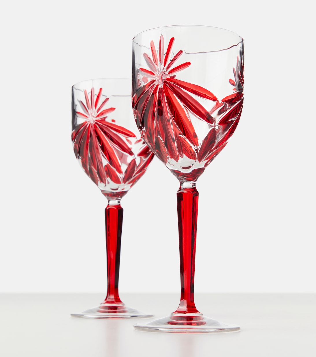 Les-Ottomans - Set of 4 floral crystal wine glasses