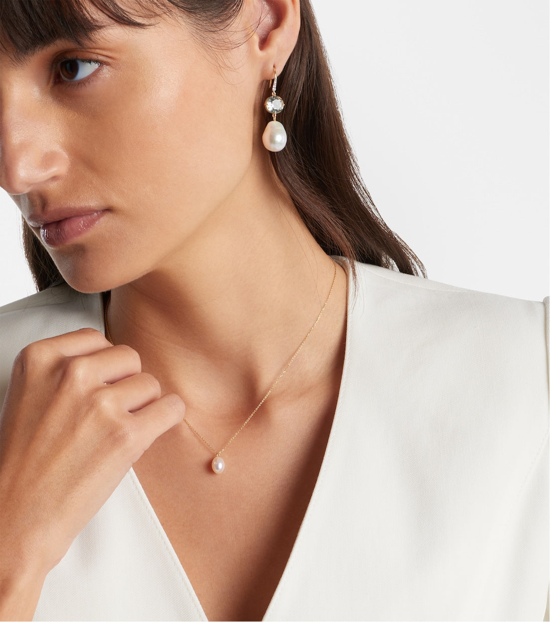 Mateo - 14kt gold pendant necklace with pearl and diamond