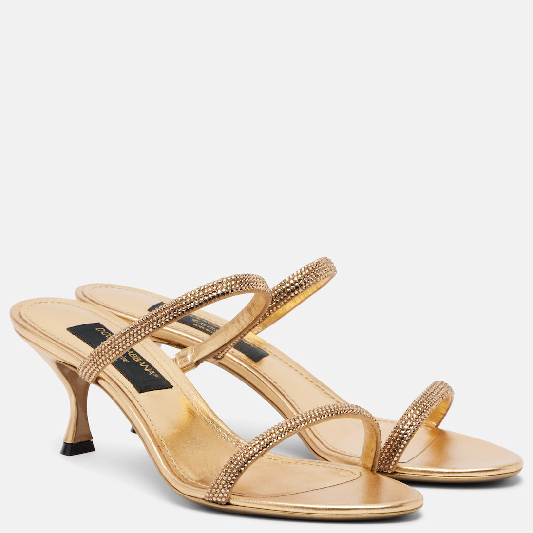 Dolce&Gabbana - Crystal-embellished satin mules