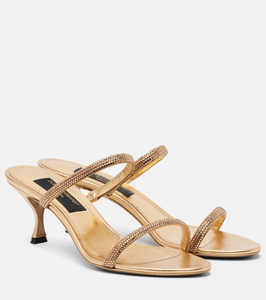 Dolce&Gabbana - Crystal-embellished satin mules