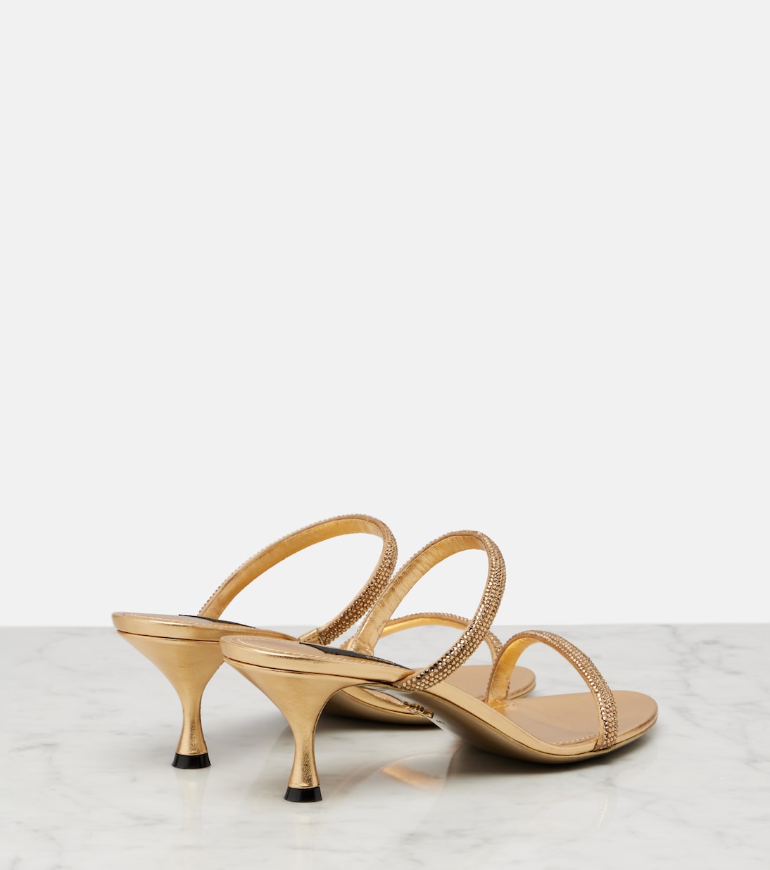 Dolce&Gabbana - Crystal-embellished satin mules