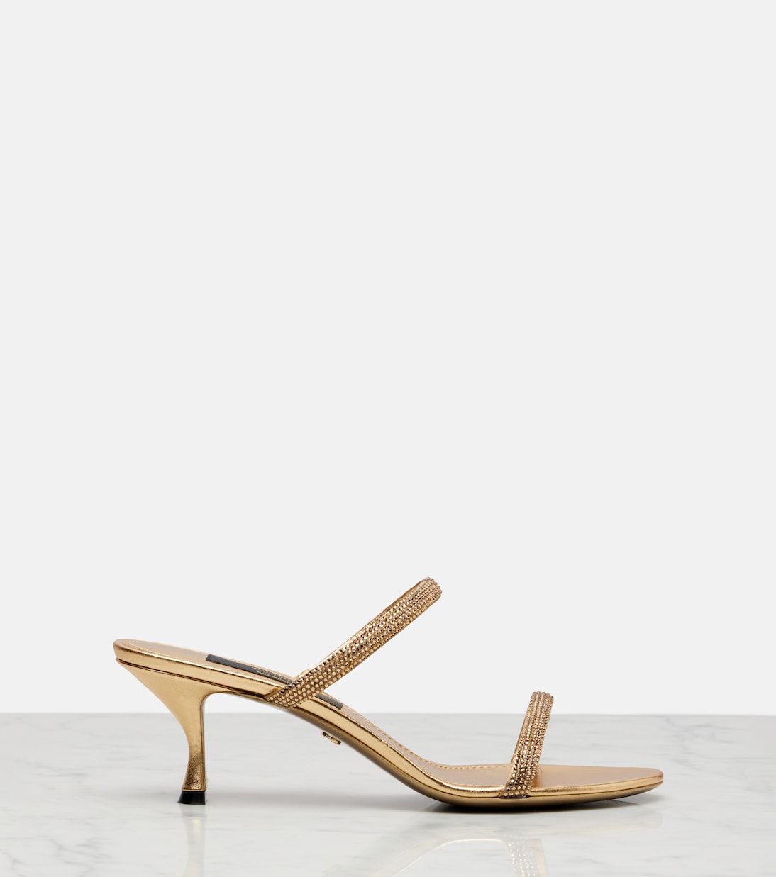 Dolce&Gabbana - Crystal-embellished satin mules