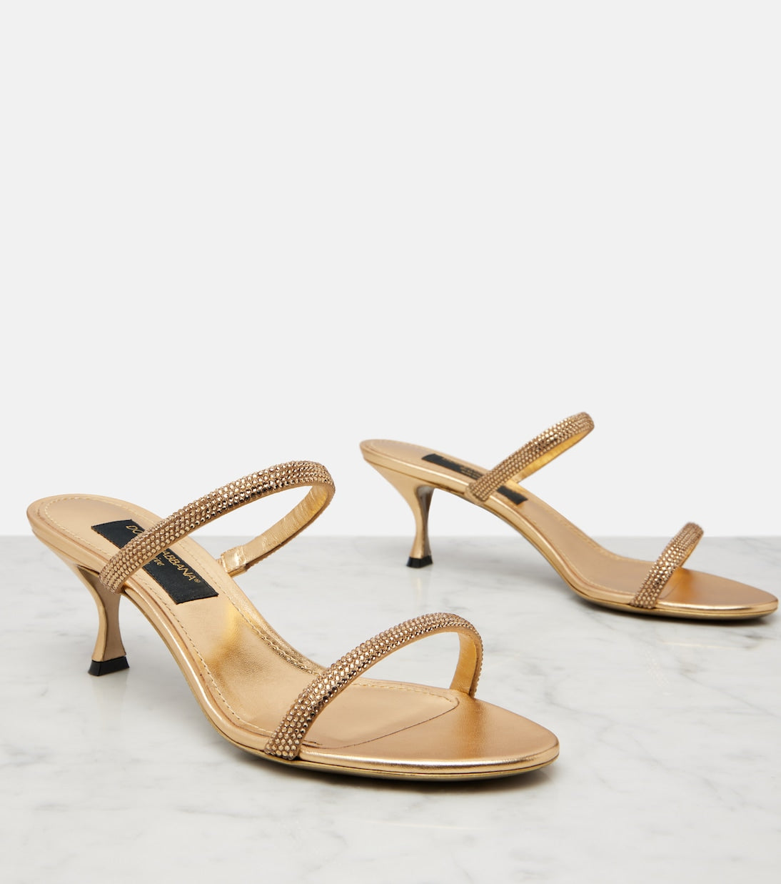 Dolce&Gabbana - Crystal-embellished satin mules