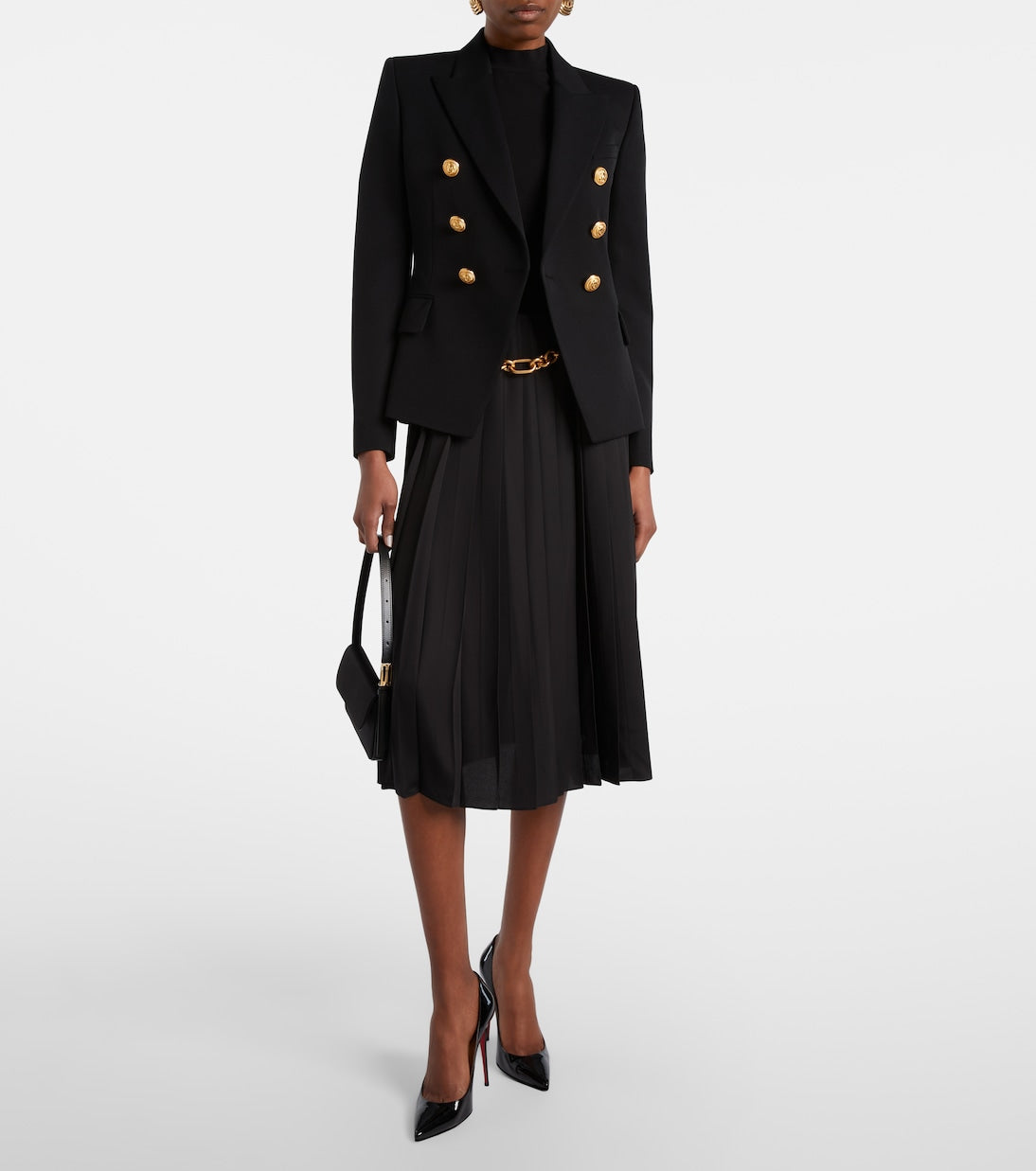 Balmain - Chain-detail pleated midi skirt