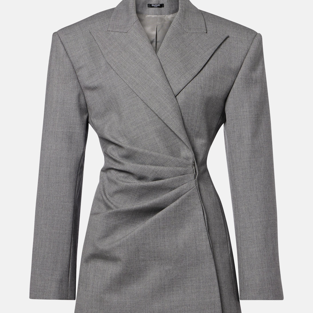 Balmain - Draped virgin wool blazer dress